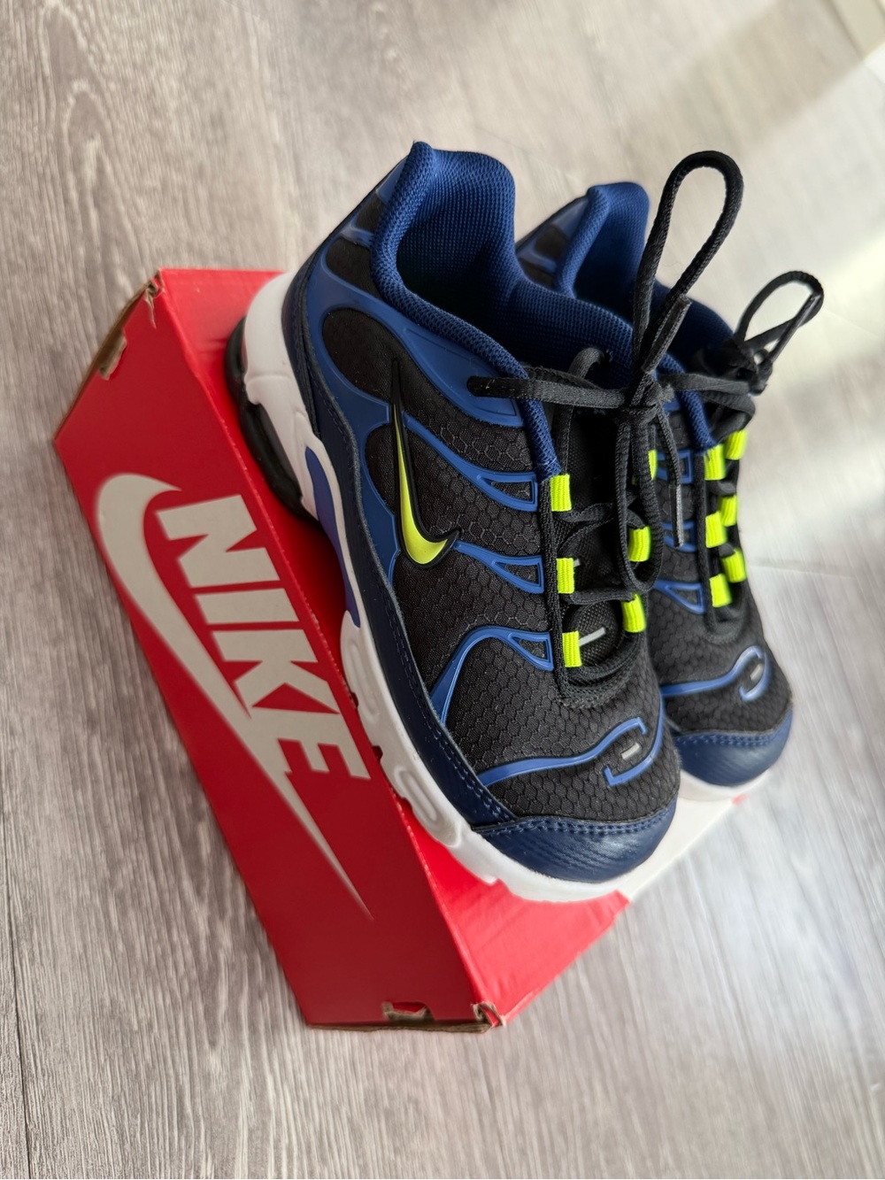 Nike Kids Navy, Black & Neon Yellow Athletic Sneakers